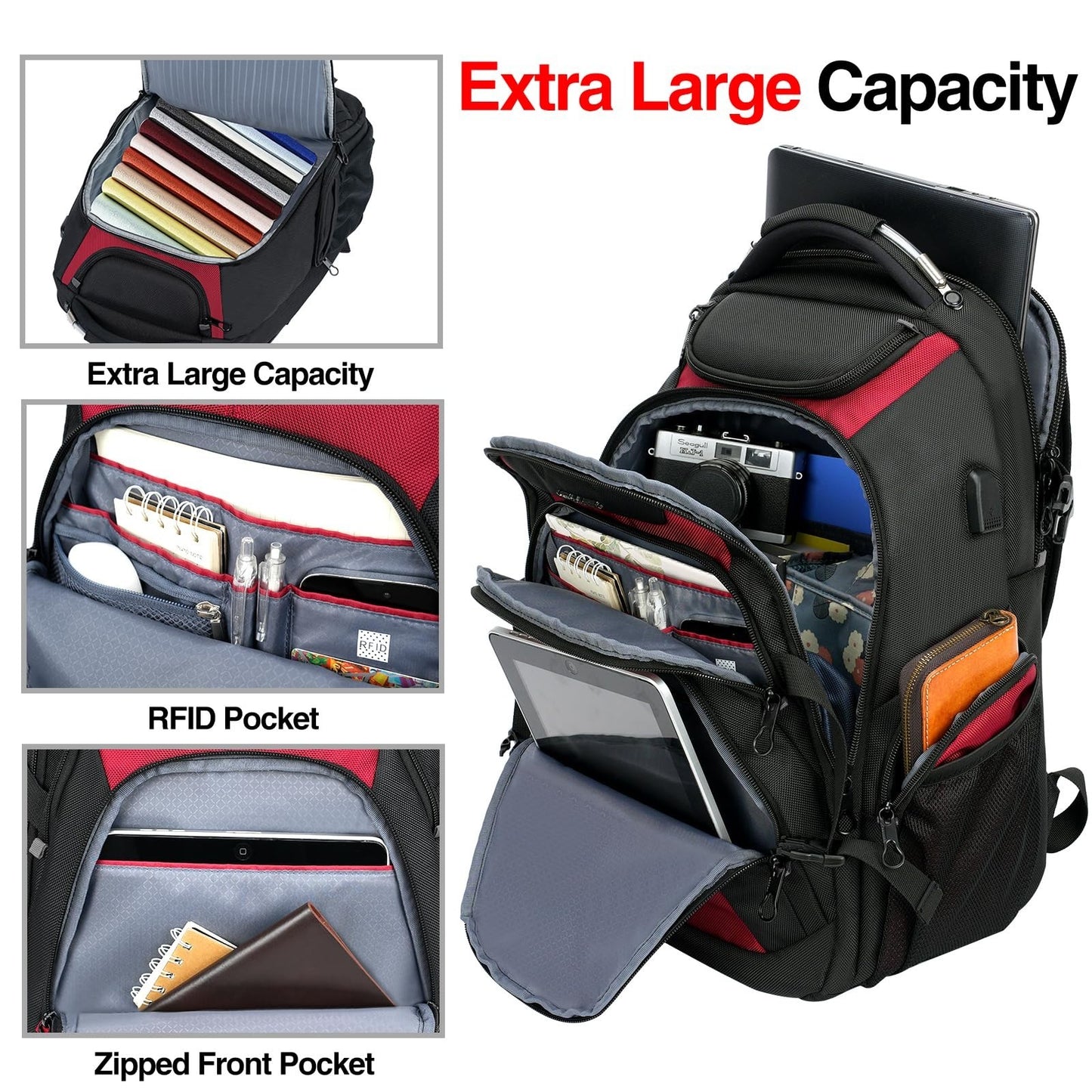 XXXL Laptop Backpack for 18.4 Inch Computers, Stylish Travel Bag for Men, Black/2
