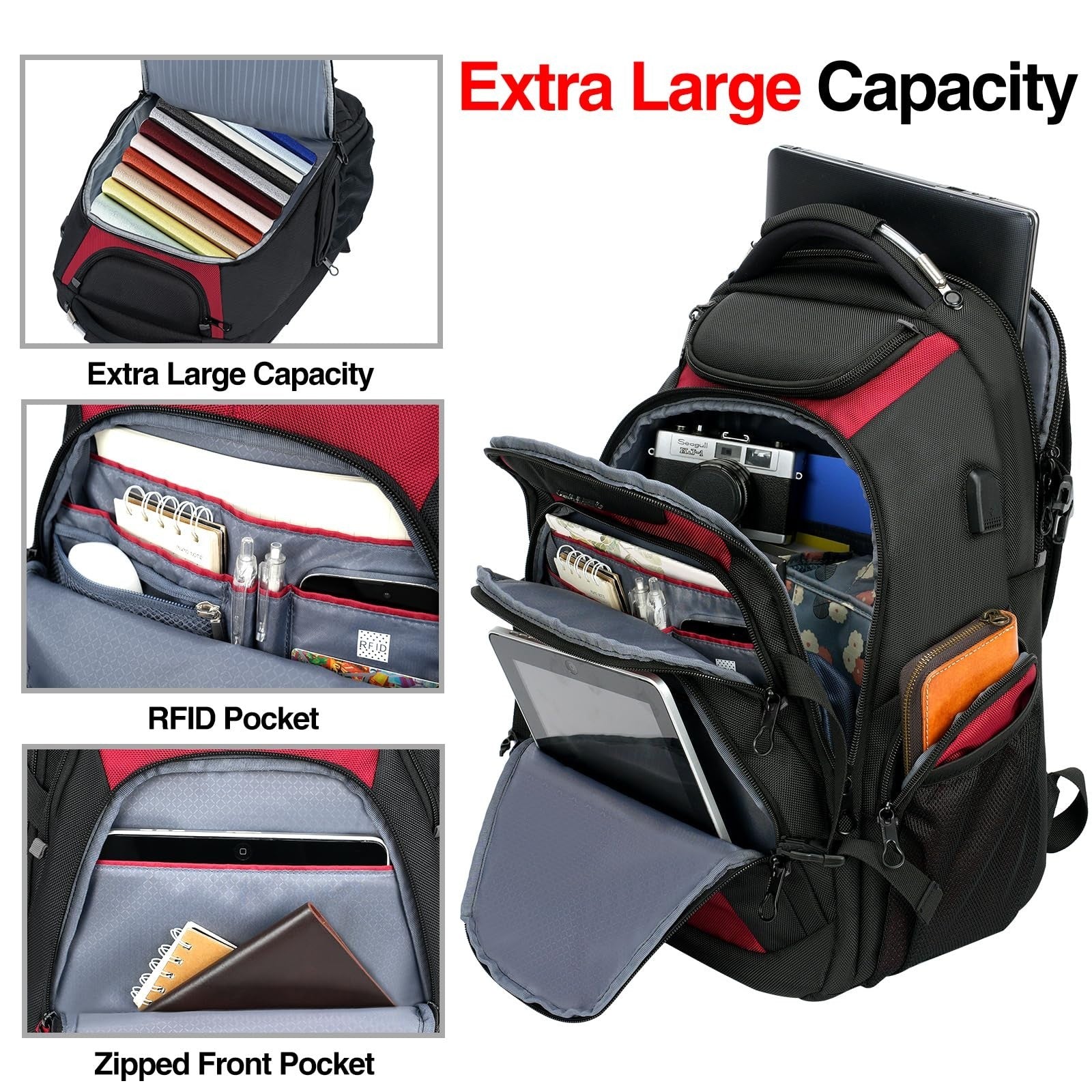 XXXL Laptop Backpack for 18.4 Inch Computers, Stylish Travel Bag for Men, Black/2