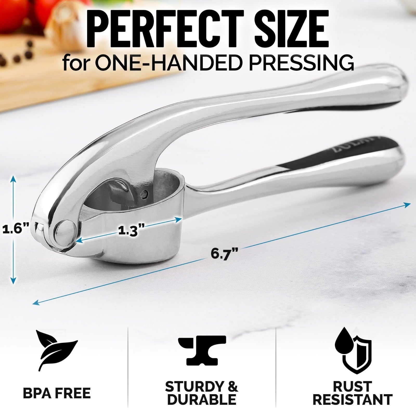 Premium Garlic Press Set   Rust Proof Mincer Tool, Easy Squeeze, Ergonomic Handl2