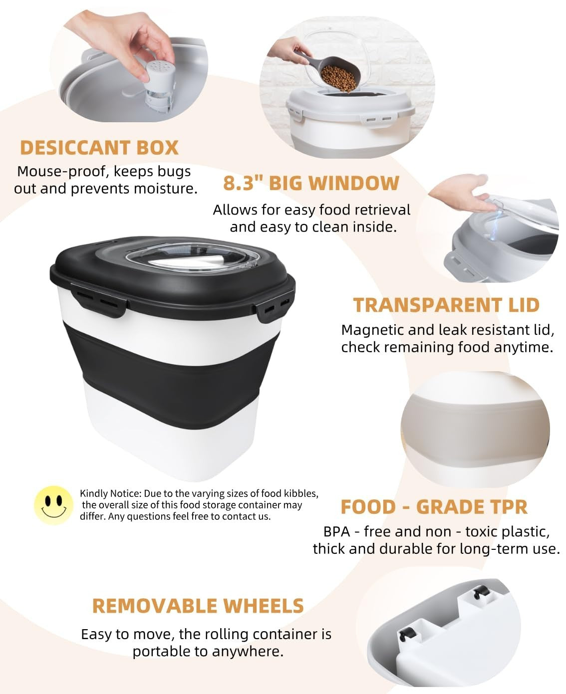 Collapsible Dog Food Storage Container - 30-35 Lbs Capacity, Airtight & Durable6