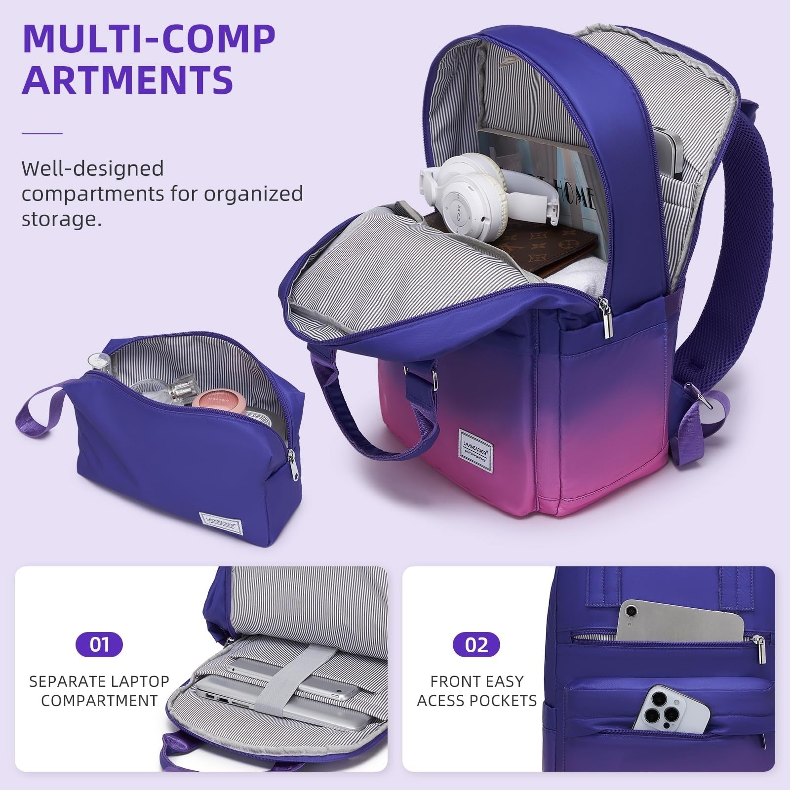 3-Piece Carry-On Luggage Set, 20" Hardshell Suitcases, TSA Lock, 360° Wheels, Ba3