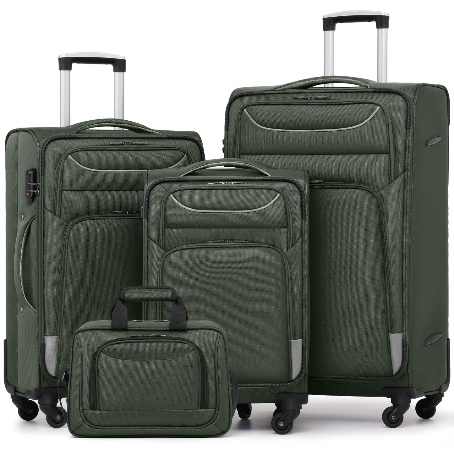 4-Piece Softshell Luggage Set with TSA Lock, Spinner Wheels & Tote - Durable Tra1