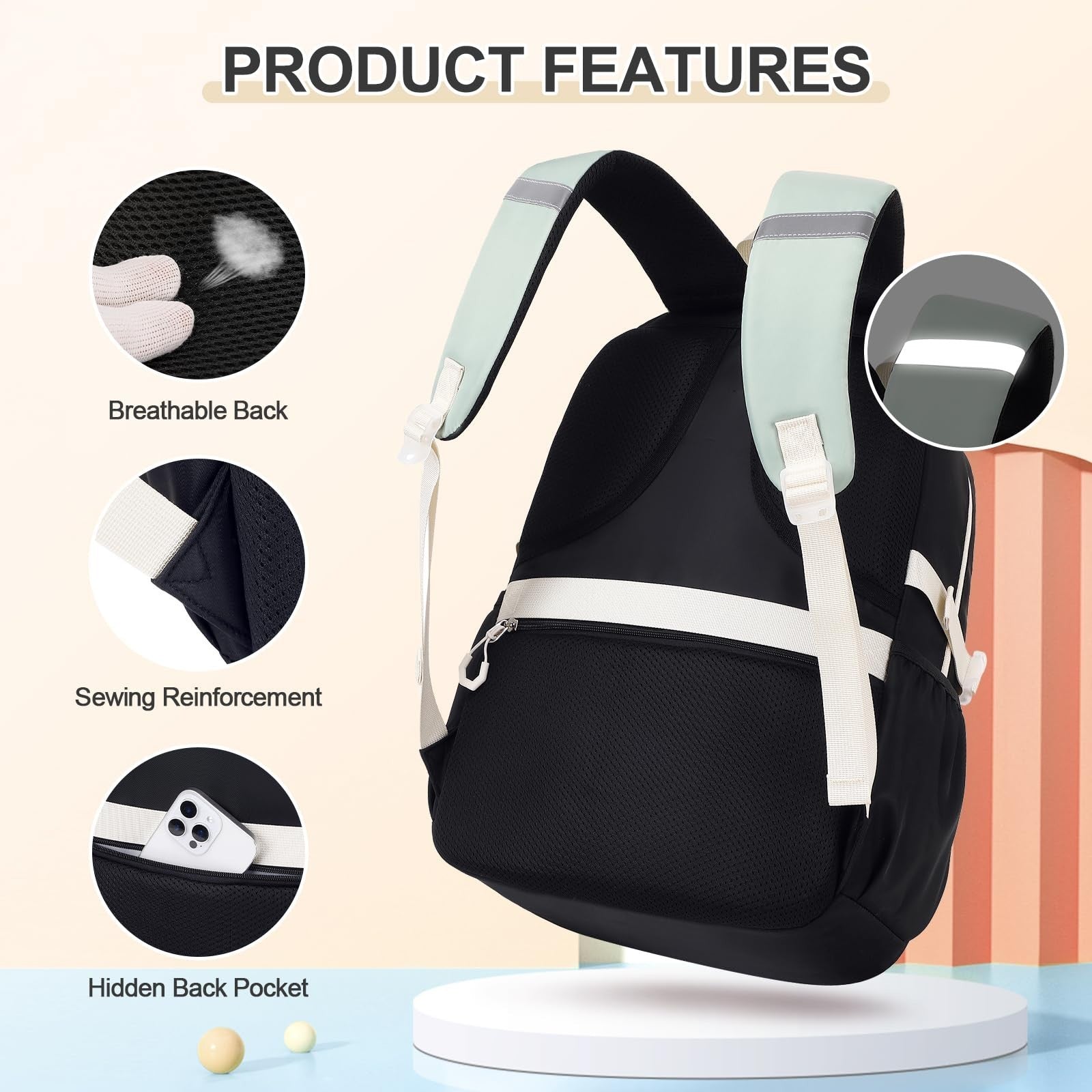 Girls' School Backpack Set 3PCS   Includes Lunch Box & Pencil Pouch, Stylish & D3