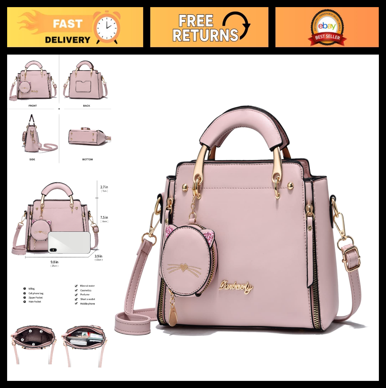 Stylish Women's Crossbody Handbags - Top Handle Satchel & Small Tote Bags0