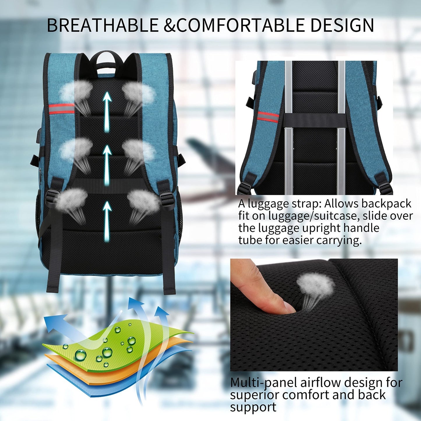17.3" Travel Backpack with USB Charging, RFID Anti Theft Pocket, Water Resistant4