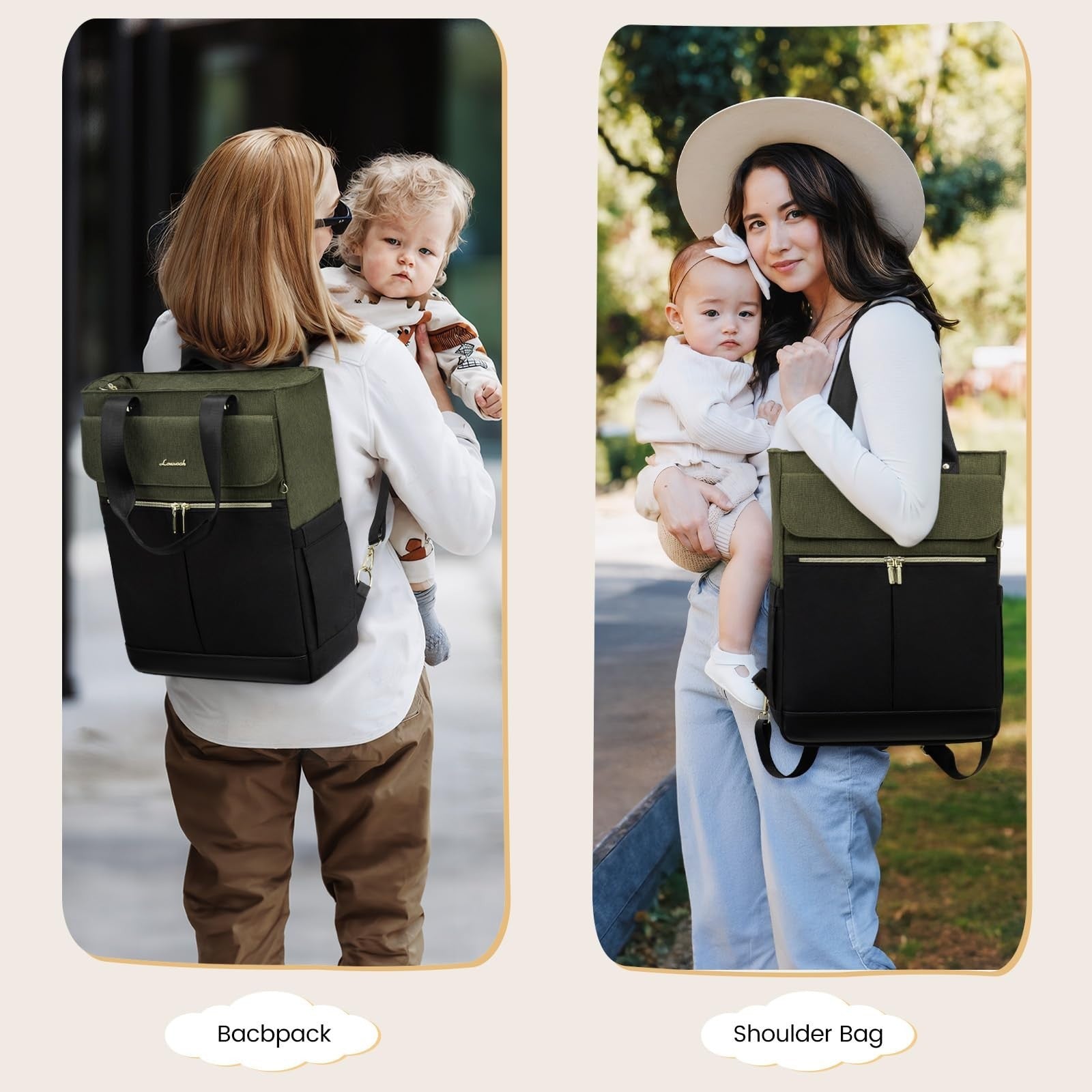 Stylish Diaper Bag Backpack & Tote with Insulated Pockets & Changing Pad2