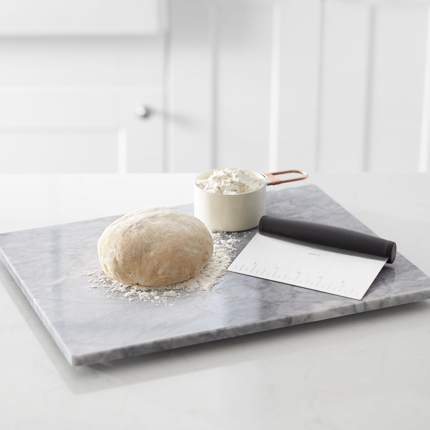 Multi Purpose Bench Scraper   Stainless Steel Dough Cutter, 6" with Measurement6