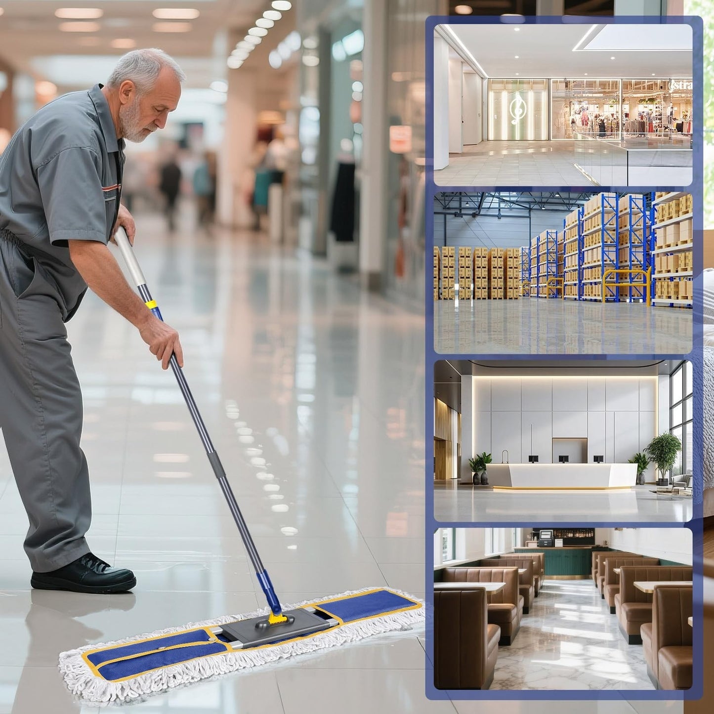 36" Commercial Microfiber Dust Mop - Large Floor Cleaning Tool, Heavy Duty8