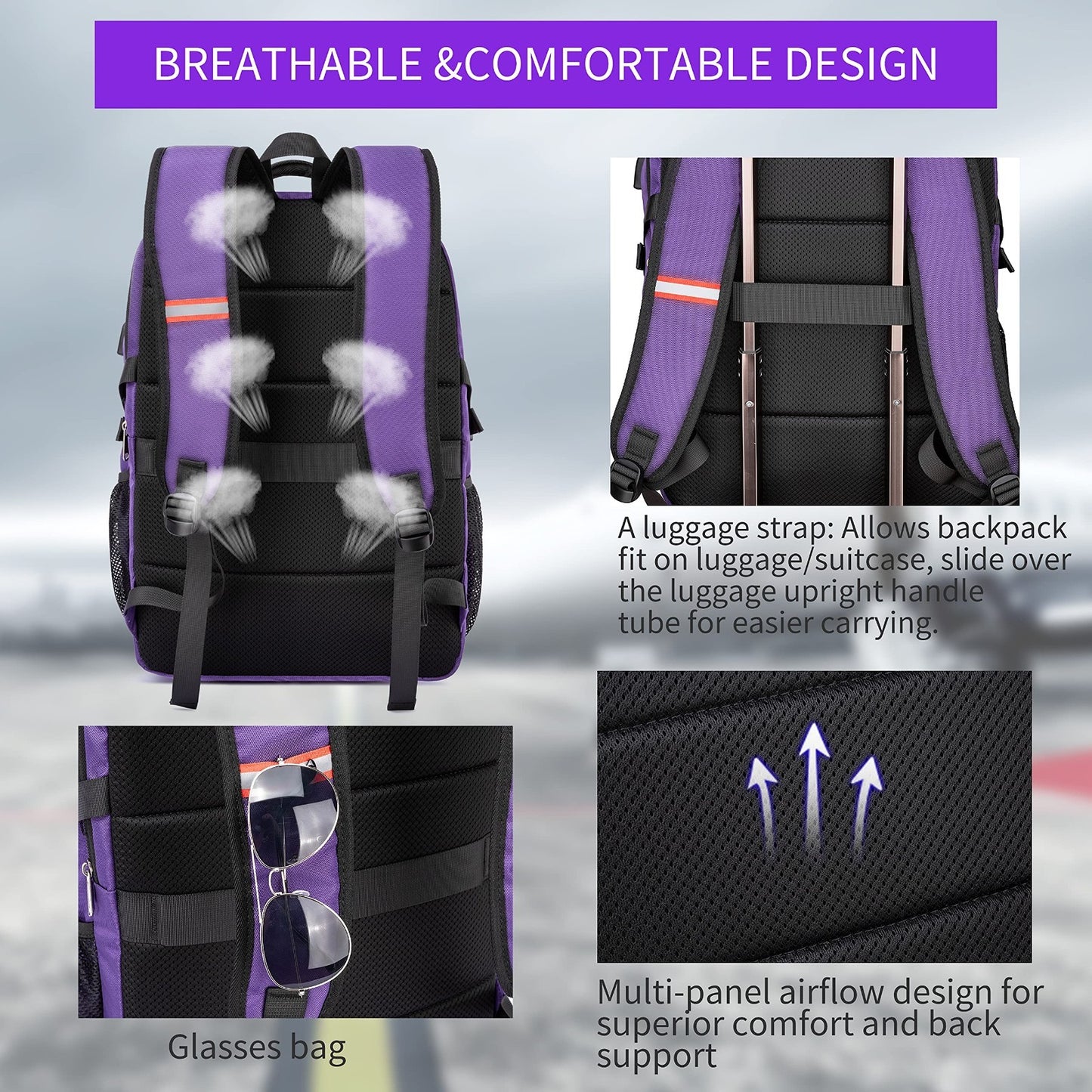 Large Capacity Travel Laptop Backpack 17.3"   RFID Anti Theft, Water Resistant,4