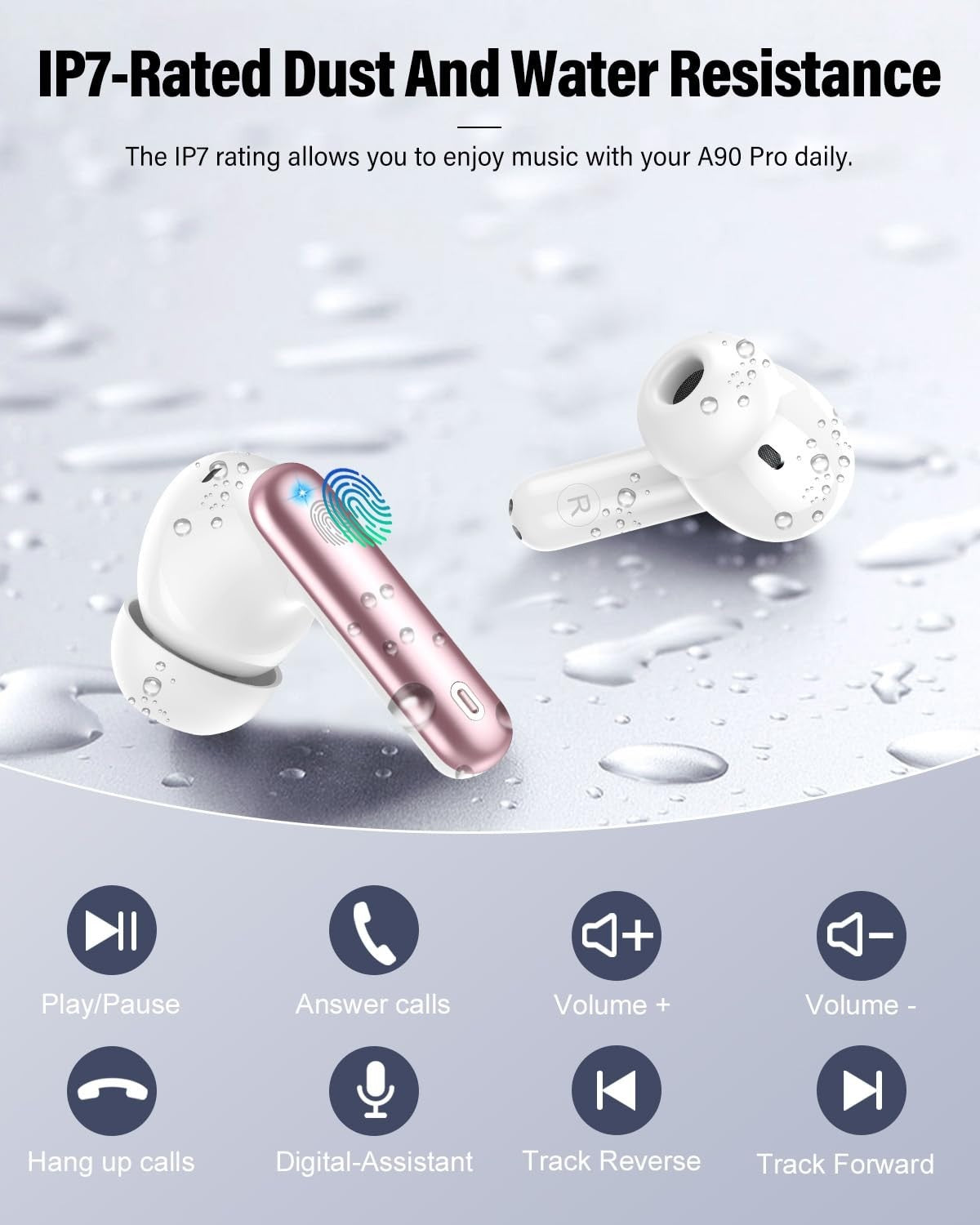 Wireless Earbuds Bluetooth 5.4, Noise Cancelling, IP7 Waterproof, 36H Playtime,5