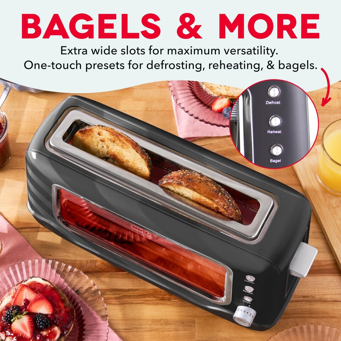 10-Inch Long Slot 2-Slice Toaster with See-Through Window, 7 Browning Levels, Ba4