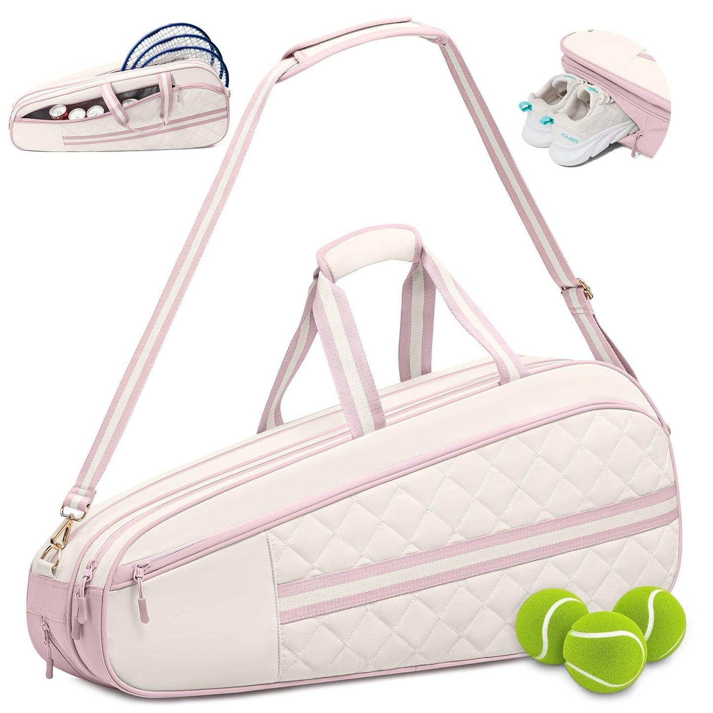 Water-Resistant Tennis Bag for 3-6 Rackets, Shoe Compartment & Insulated Pocket1