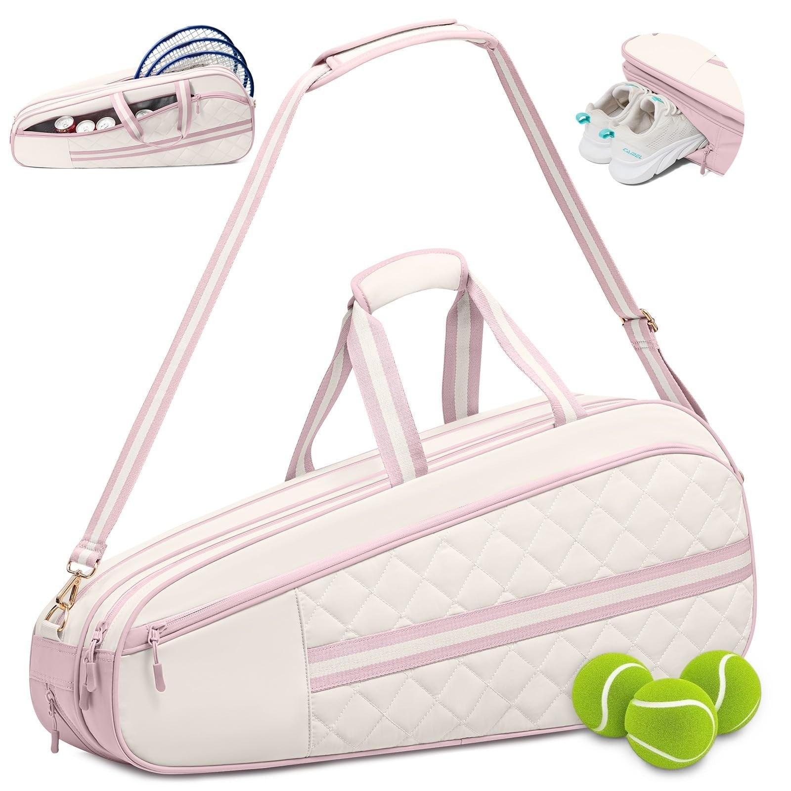 Water-Resistant Tennis Bag for 3-6 Rackets, Shoe Compartment & Insulated Pocket1