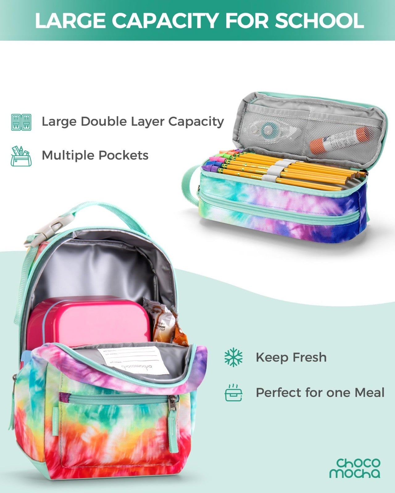 Daisy Blue Girls School Backpack Set with Lunch Box   18" Teen Backpack, 3 Pcs4
