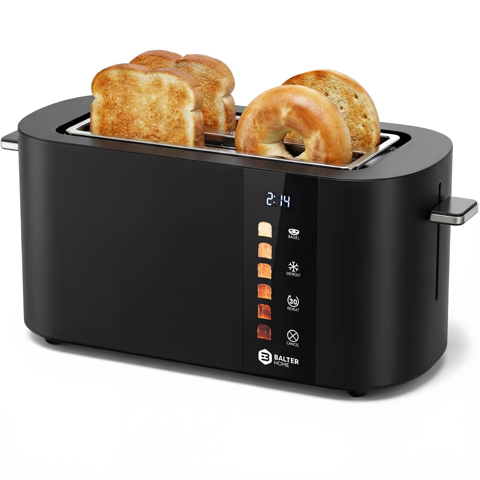 4 Slice Wide Slot Toaster with Bagel Function, Touch Screen, Stainless Steel, Ex1