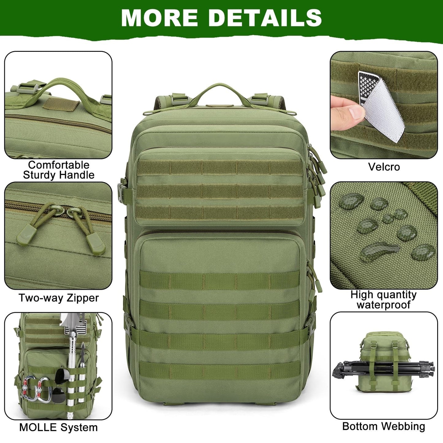 Large 45L Tactical Backpack Military MOLLE 3 Day Bug Out Gear, Survival Pack4
