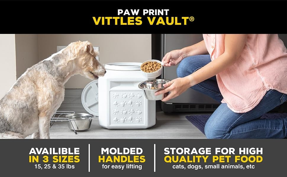 Airtight Pet Food Storage Container with Scoop - Holds Up to 35lbs, Durable & Se12