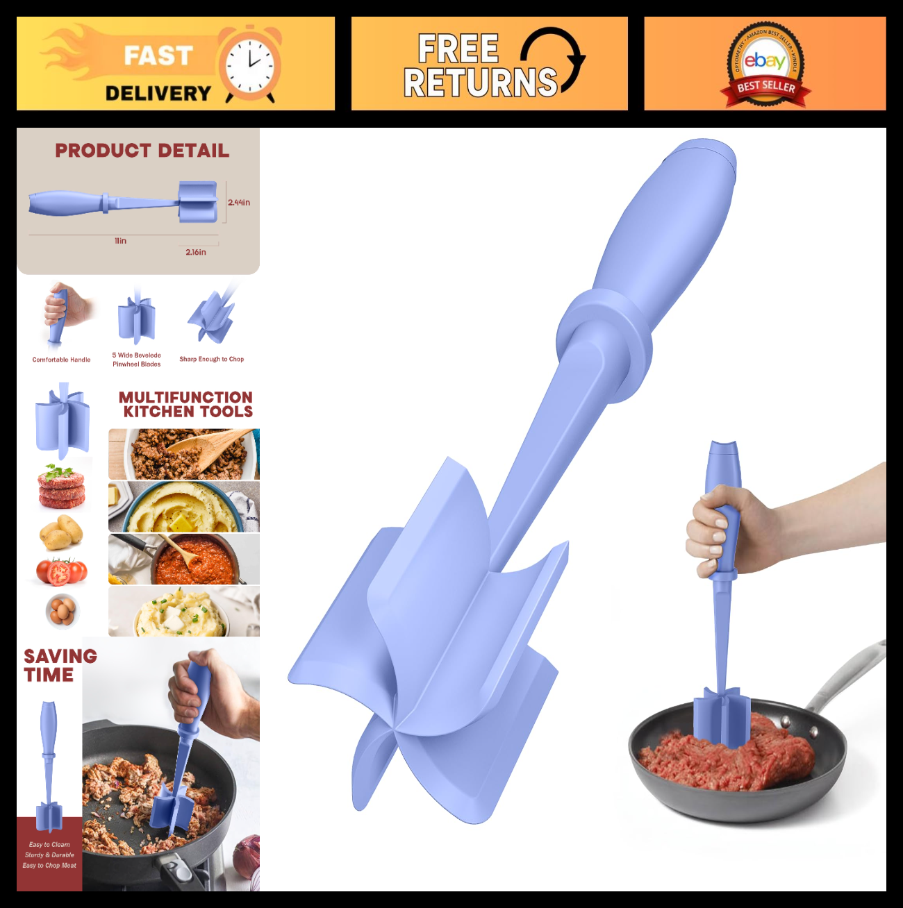 Meat Chopper & Hamburger Grinder   5 Blade Heat Resistant Kitchen Tool, Dishwash0