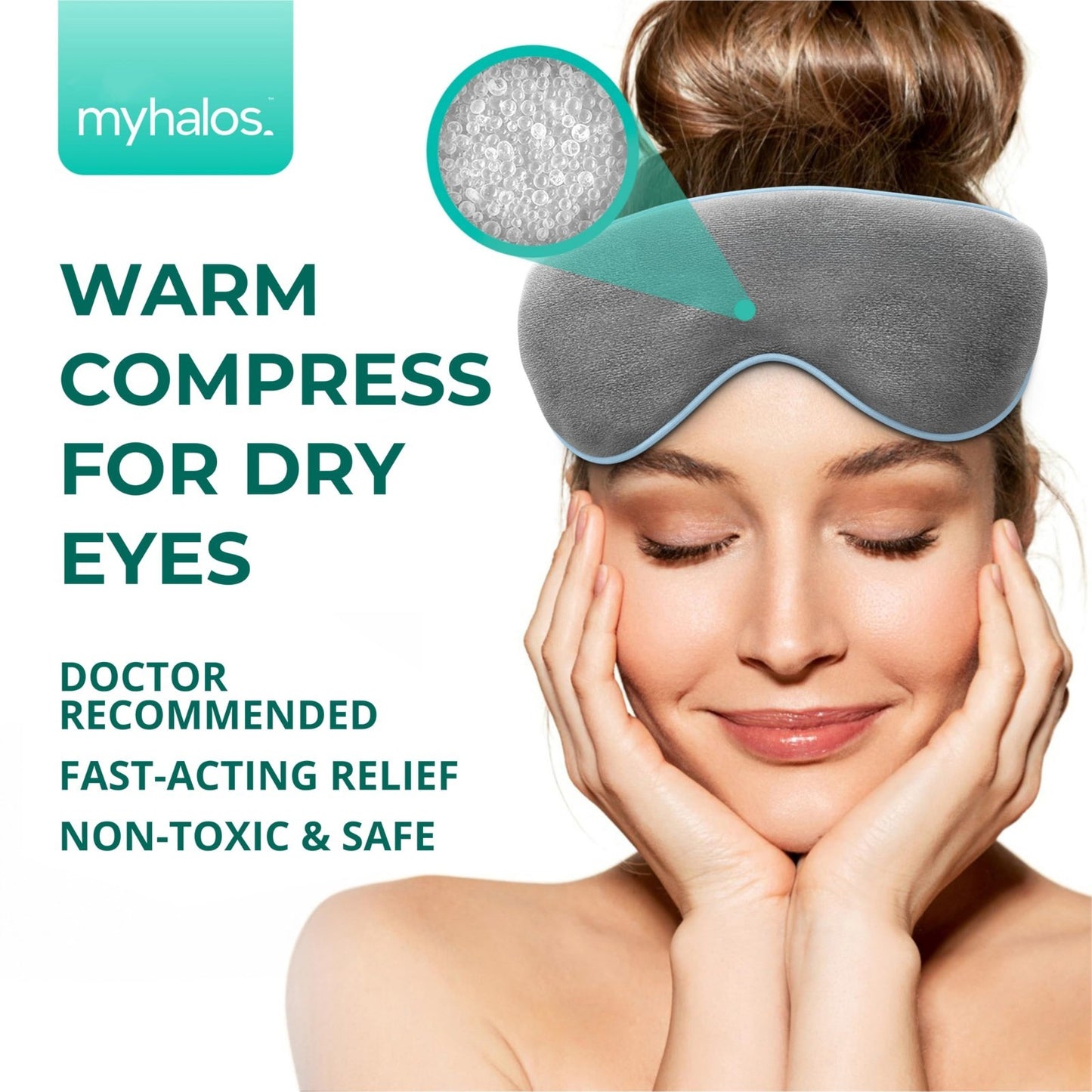Heated Eye Mask for Dry Eyes & Blepharitis Relief | Reusable Microwavable Warm C2