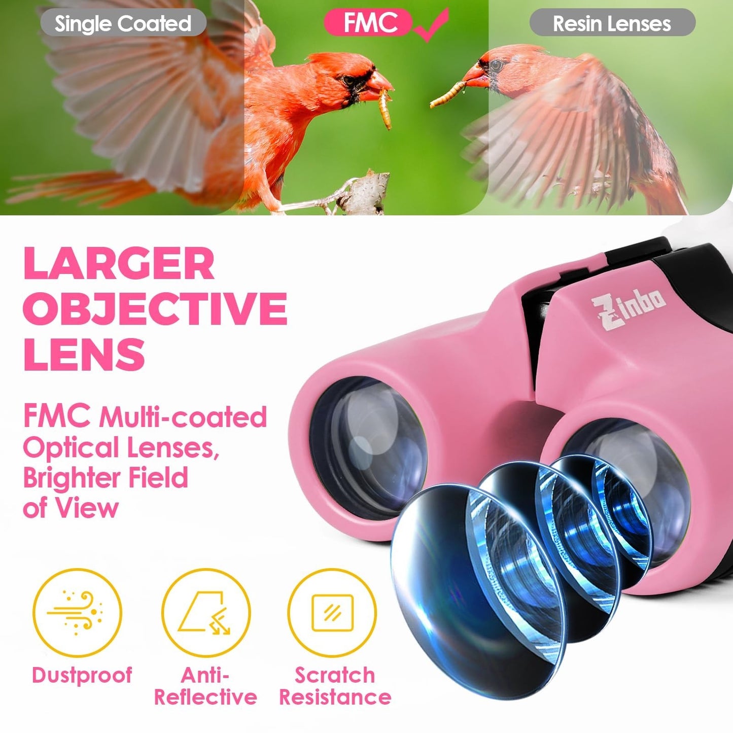 Kids Binoculars for Bird Watching & Hiking, Outdoor Learning Toy with Compass &12