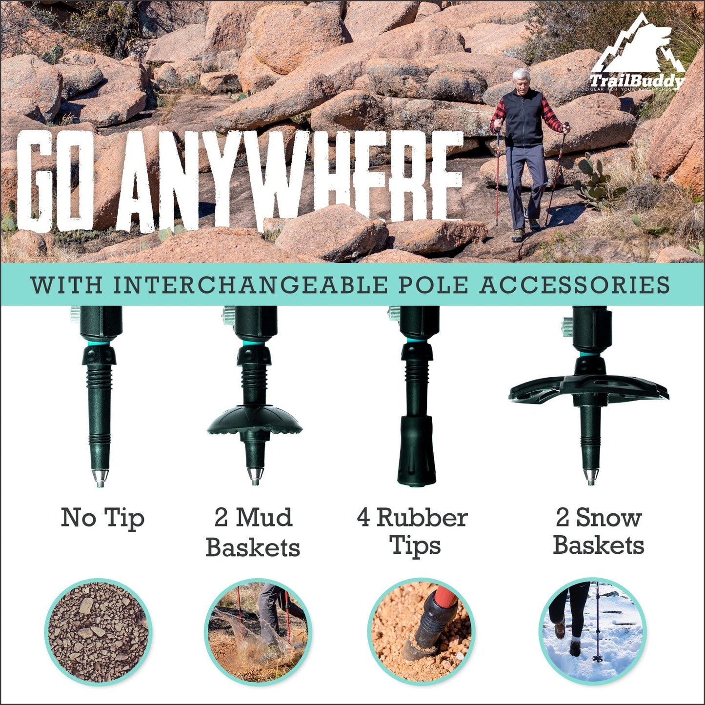 Lightweight Aluminum Trekking Poles – Collapsible Hiking Sticks for Travel & Bal4
