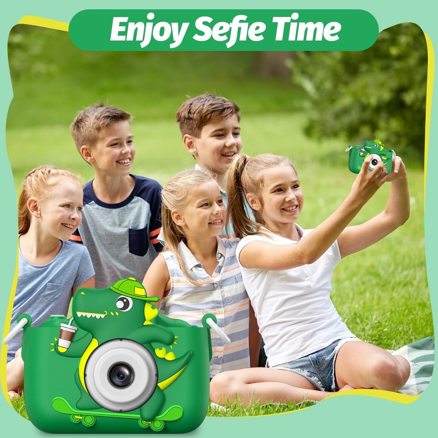 Kids Digital Video Camera for 3 8 Year Olds, Cartoon Soft Cover, Gift Included4