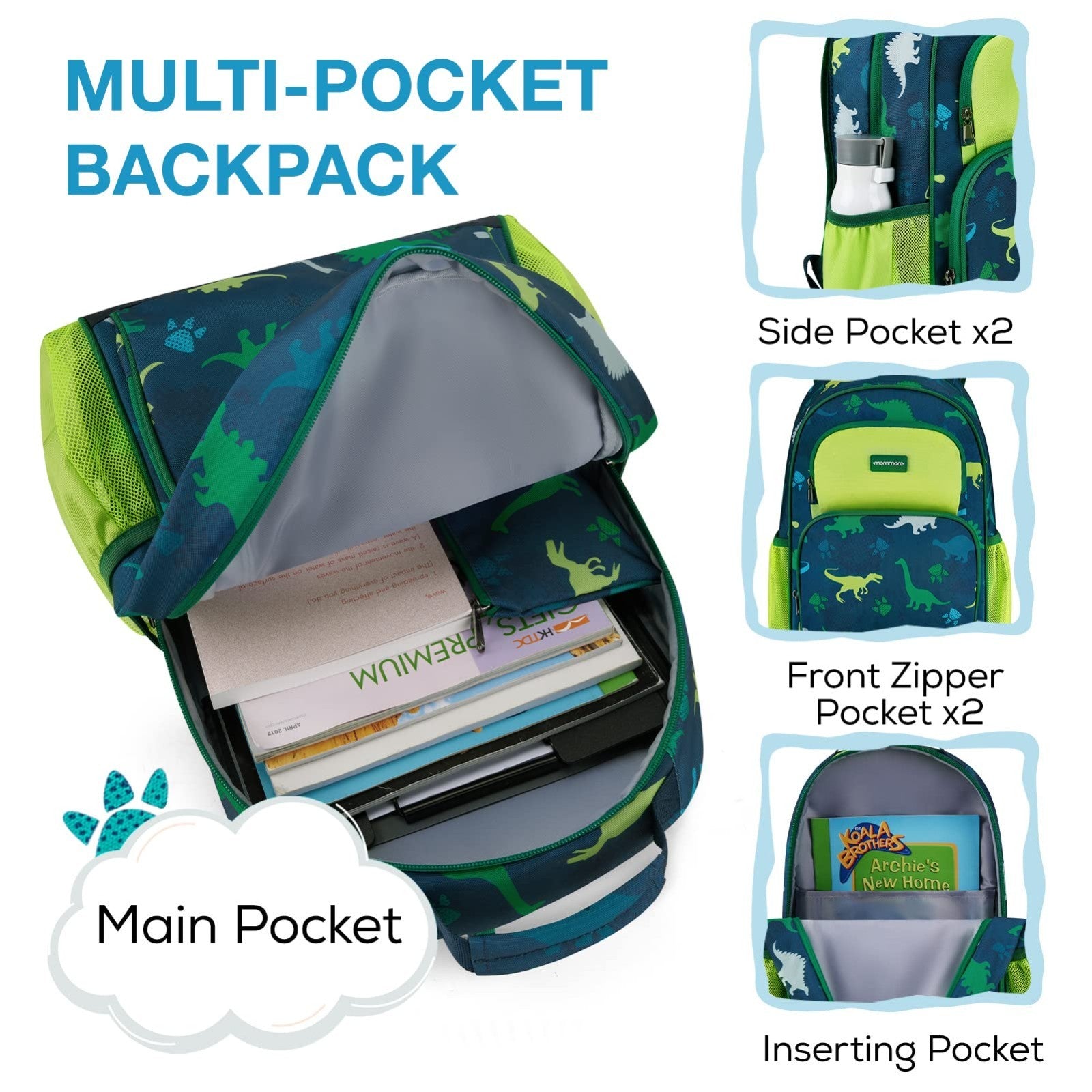 Kids Backpack Set for Kindergarten & Preschool, 3-Piece with Lunch Box & Pencil3