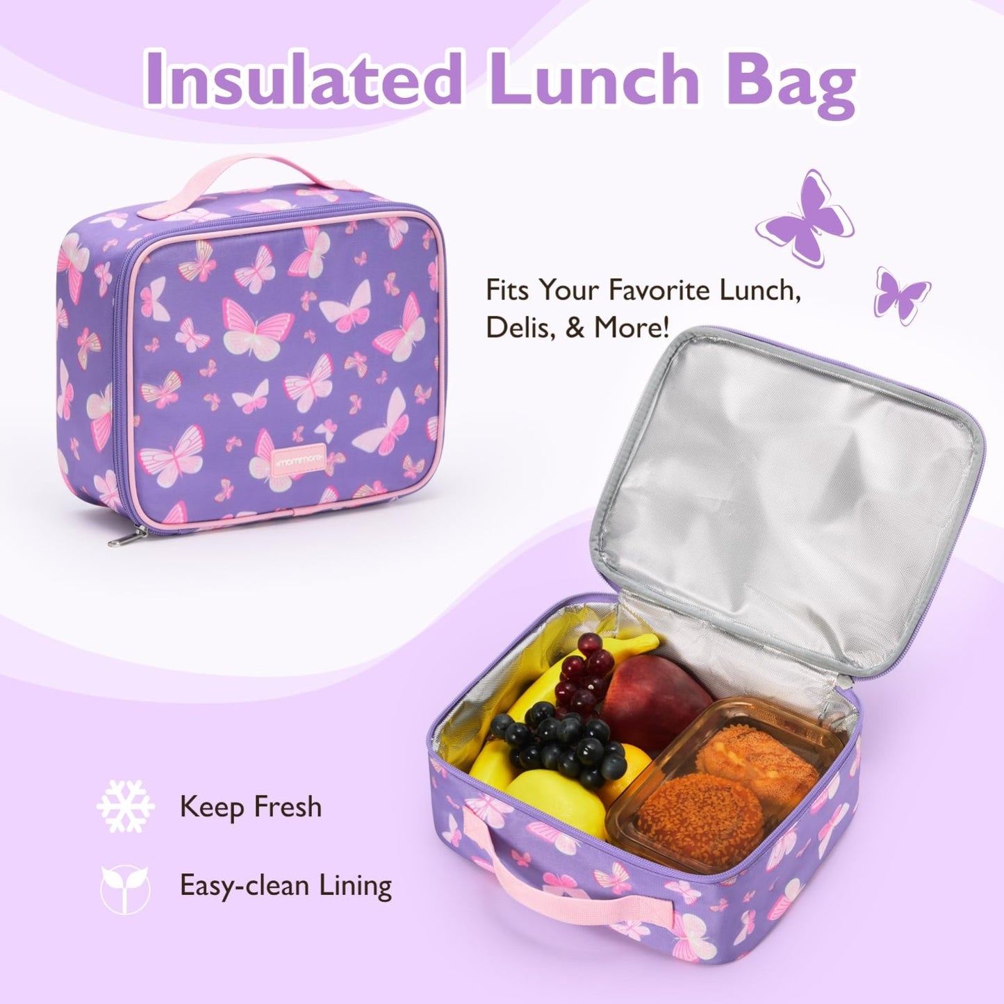 Kids Backpack Set for Kindergarten & Preschool - 2 PCS with Lunch Box, 15L Capac3