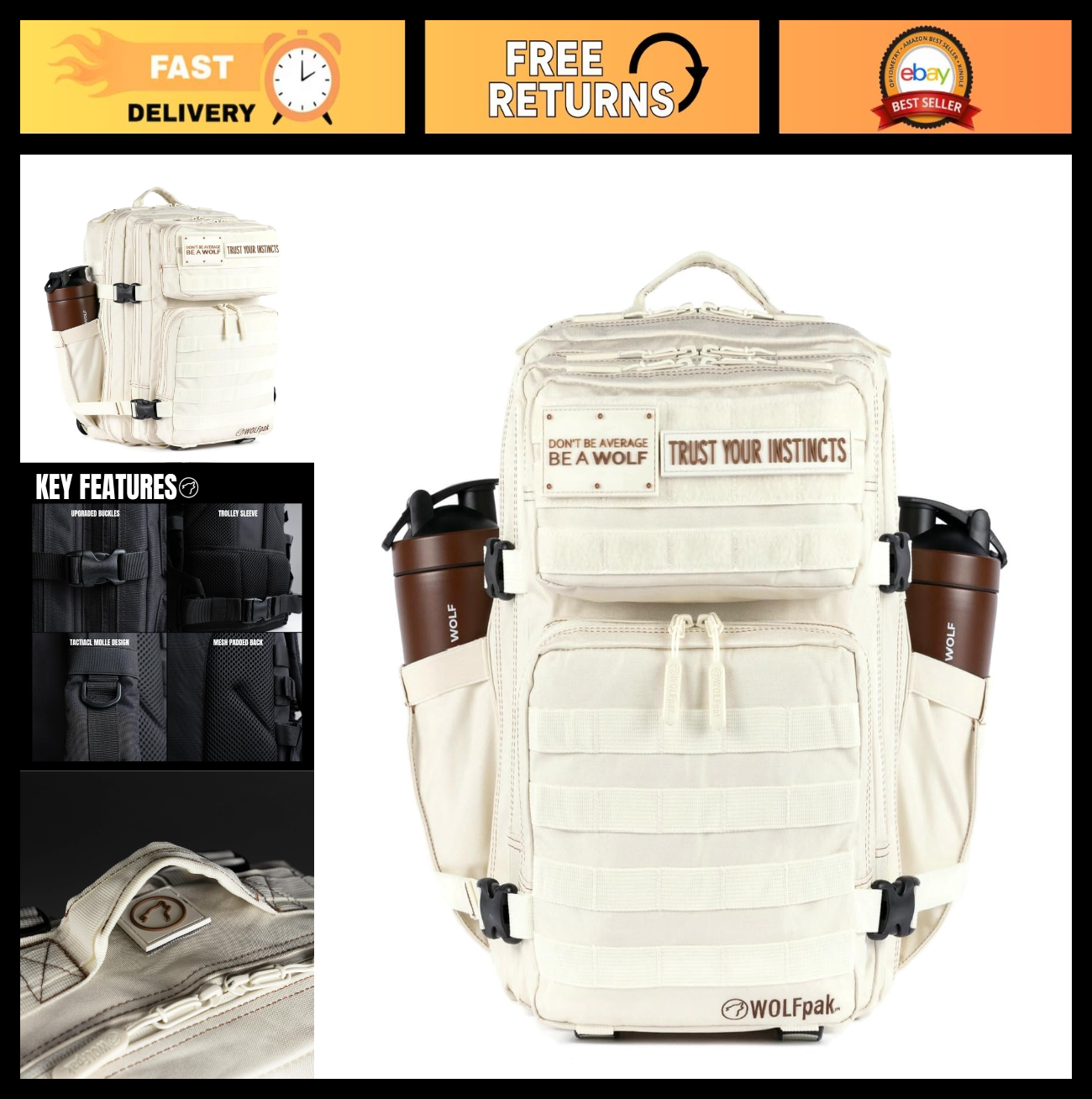 Durable 35L Waterproof Gym Backpack   1000D Oxford, MOLLE Webbing, Laptop Pocket0