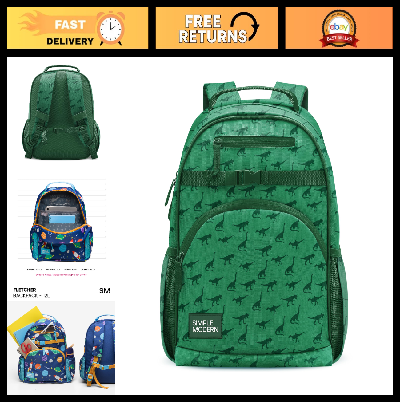 Kids Dinosaur Backpack for School, 12L Bookbag for Toddlers & Preschoolers | Cut0
