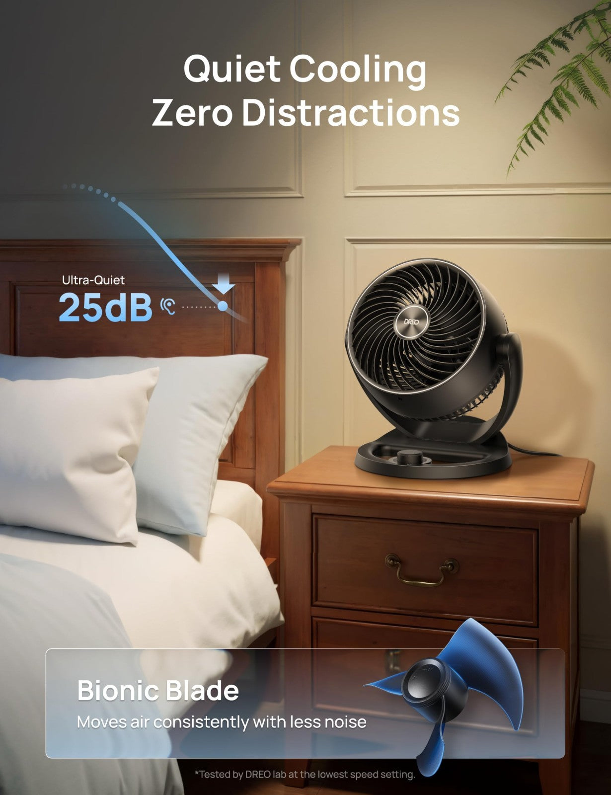 12" Quiet Table Fan   70ft Airflow, 120° Tilt, 3 Speeds, Desktop Circulator for5