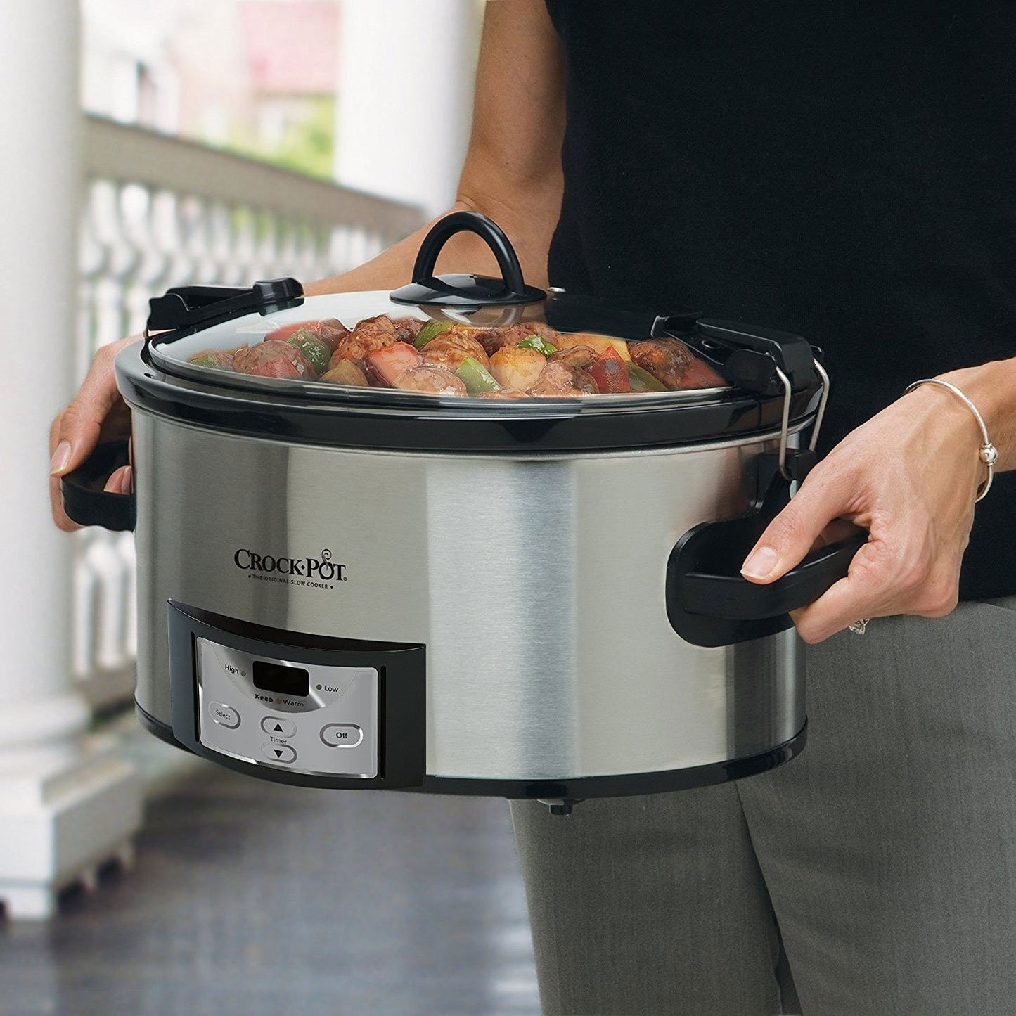 6 Quart Programmable Slow Cooker with Digital Timer & Carry Handle - Stainless S2
