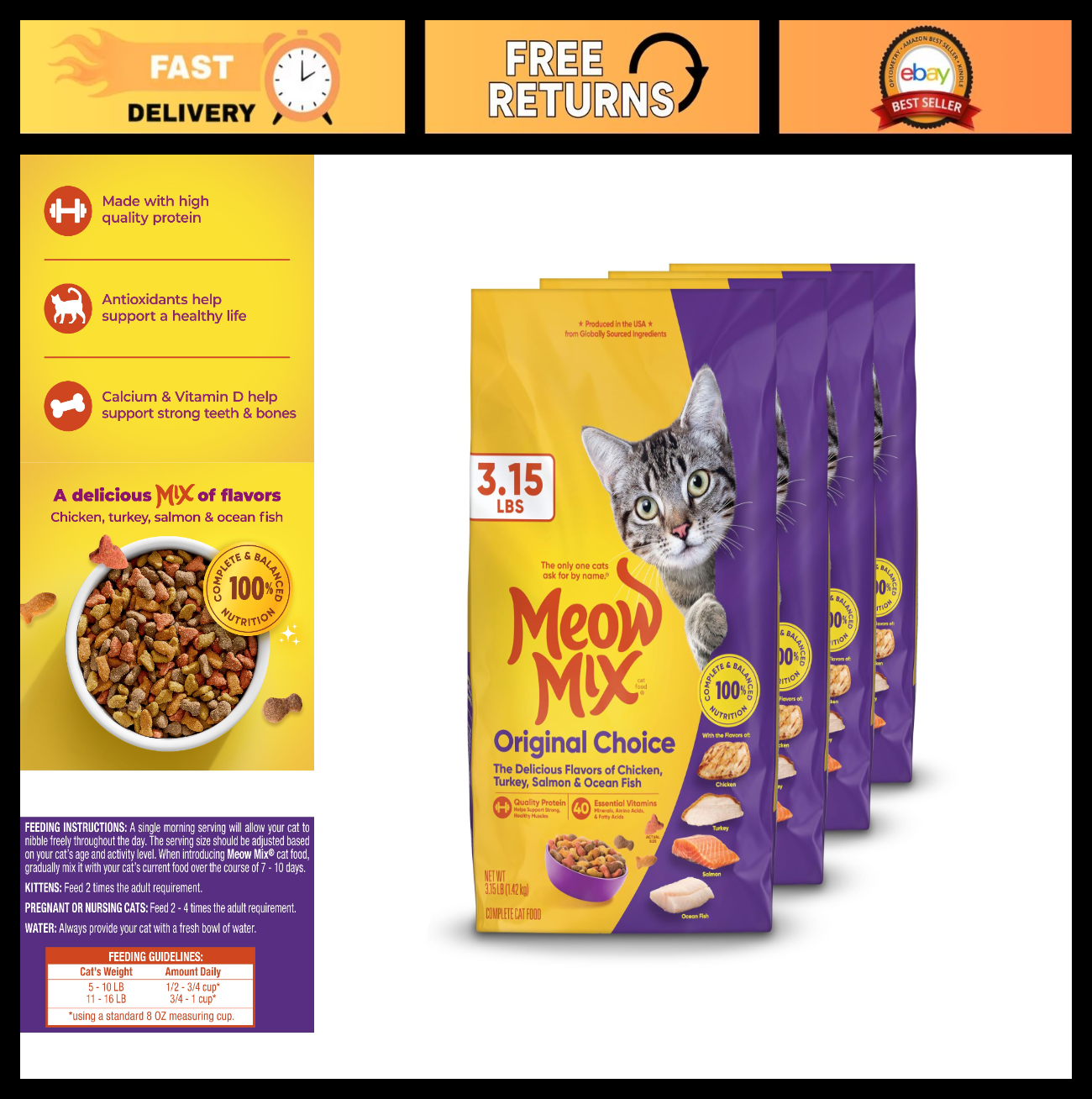 Original Choice Dry Cat Food   3.15 lb Bag, Healthy Nutrition for Cats, Grain Fr0