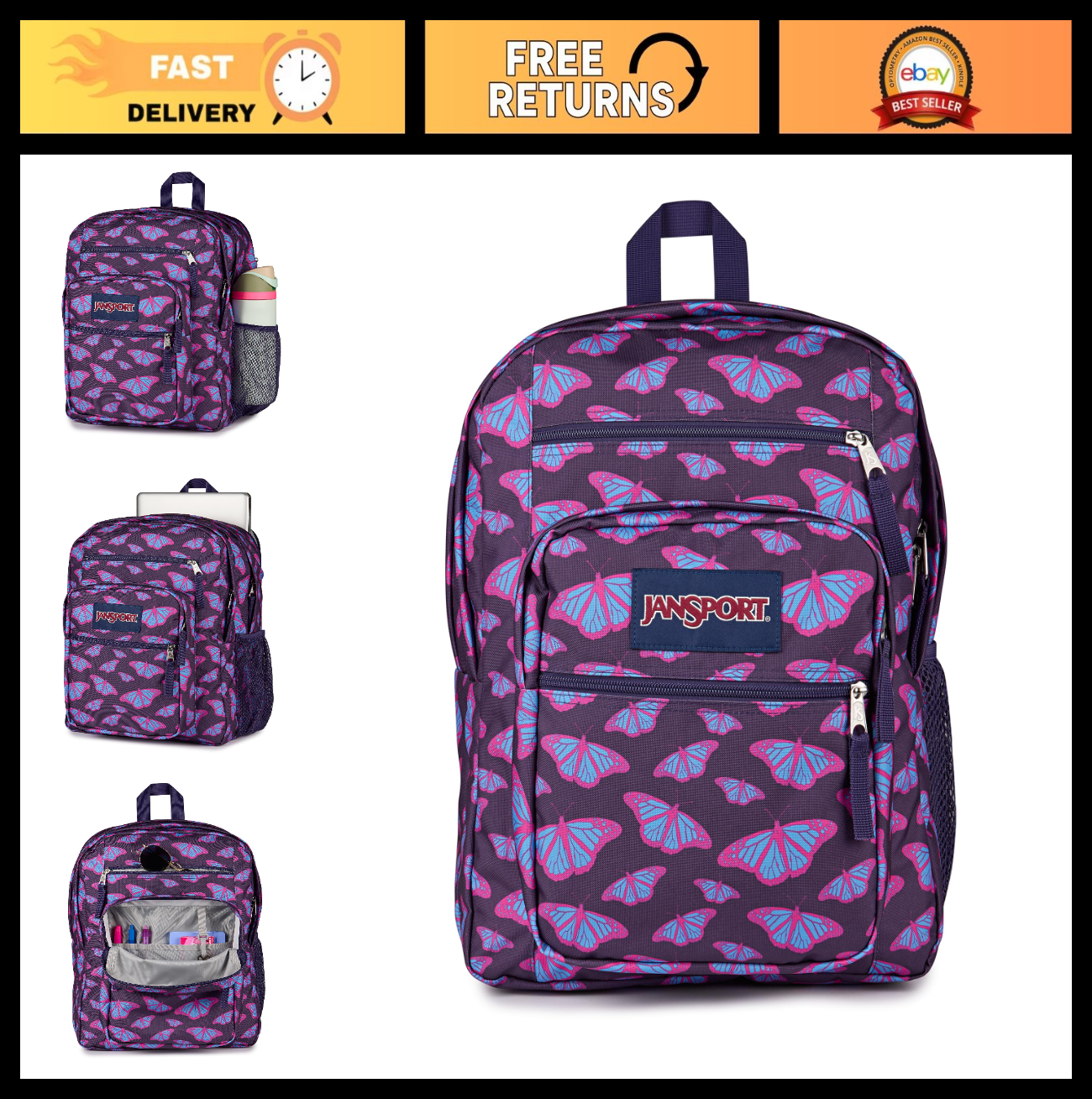 Laptop Backpack for 15" Computer   Ergonomic Straps, 2 Compartments, Haul Handle0