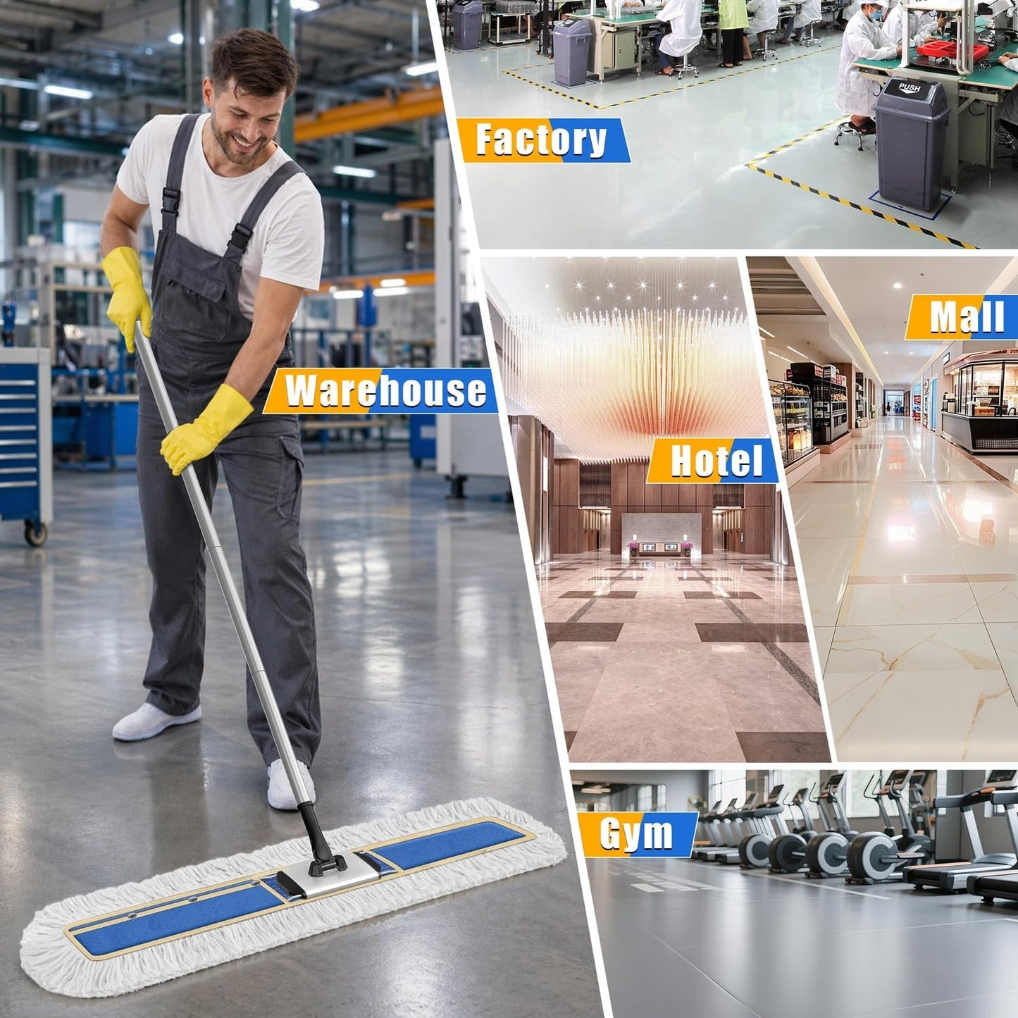 41" Commercial Dust Mop - Heavy-Duty Dry Broom for Hardwood Floor Cleaning5