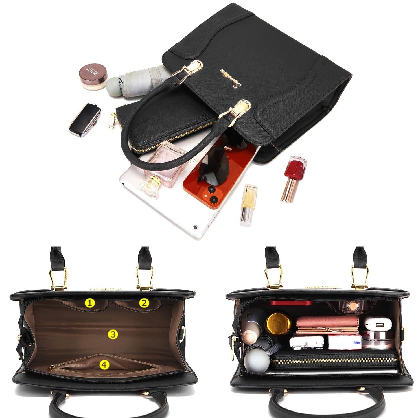 Stylish 3pcs Women's Shoulder Handbags Set - Satchel, Purse & Wallet Combo3