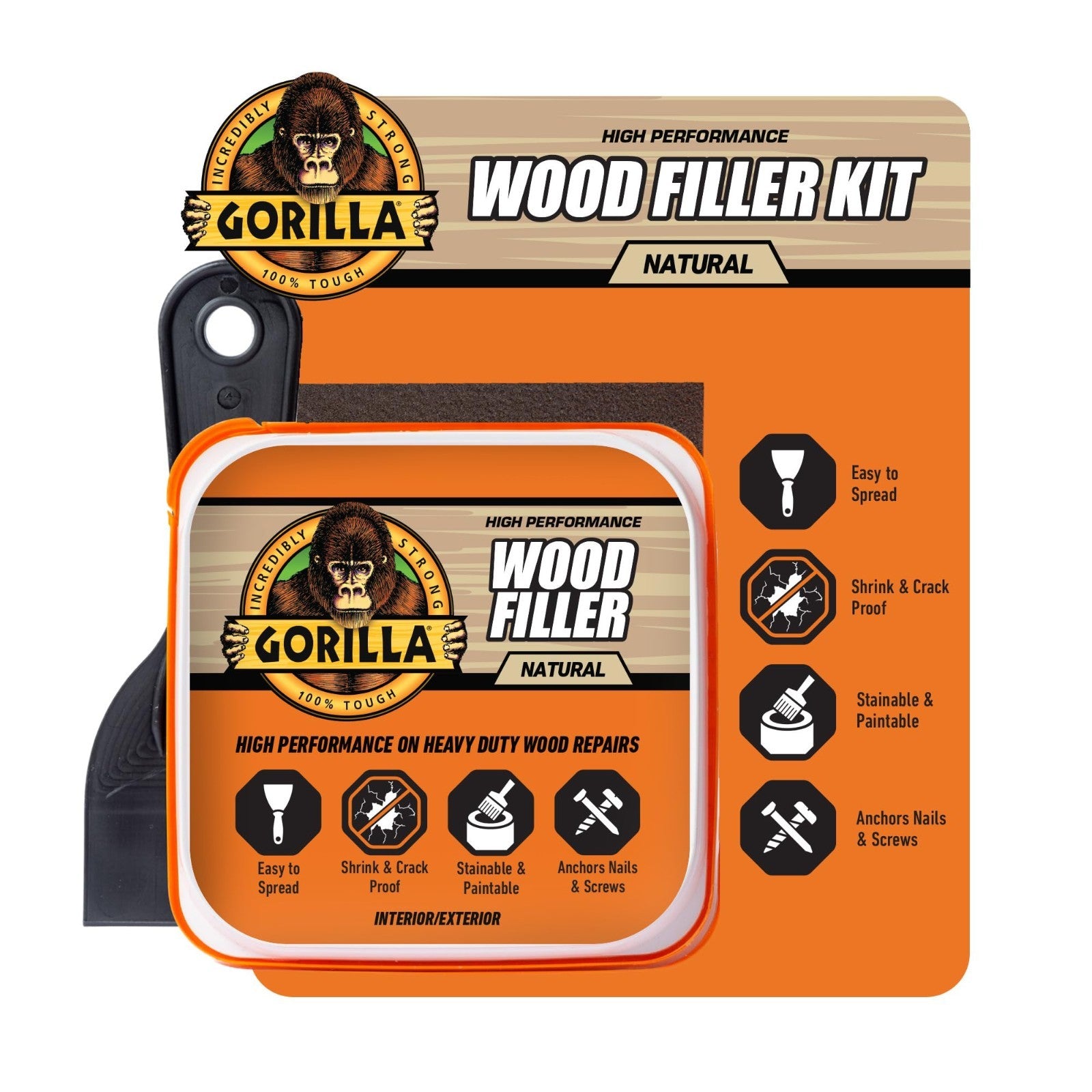 All Purpose Wood Filler Repair Kit with Putty Knife & Sanding Block   Easy Fix!1