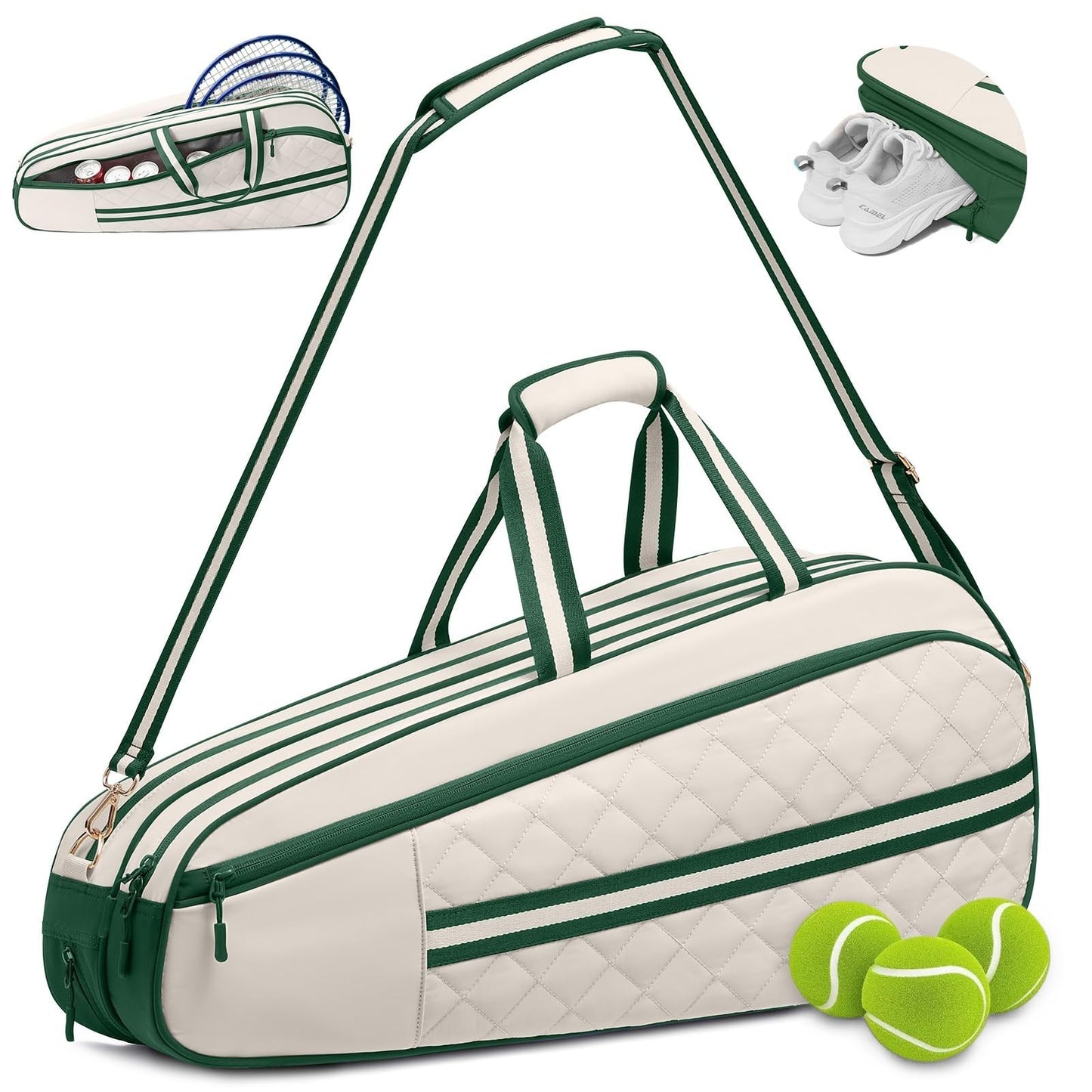 Water-Resistant Tennis Racket Bag for 3-6 Rackets with Shoe Compartment & Insula1