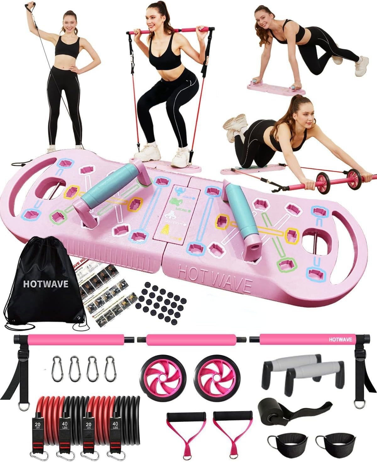 20 in 1 Portable Push Up Board & Bar | Foldable Multifunctional Strength Trainin1
