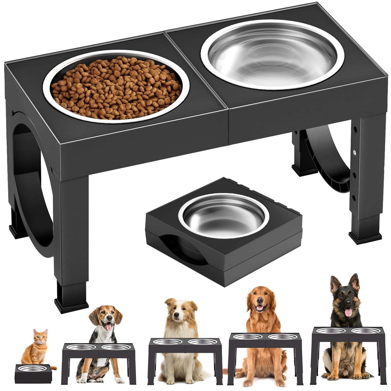 Elevated Dog Bowls for Large Breeds   Adjustable Stainless Steel Feeder Stand 9 1