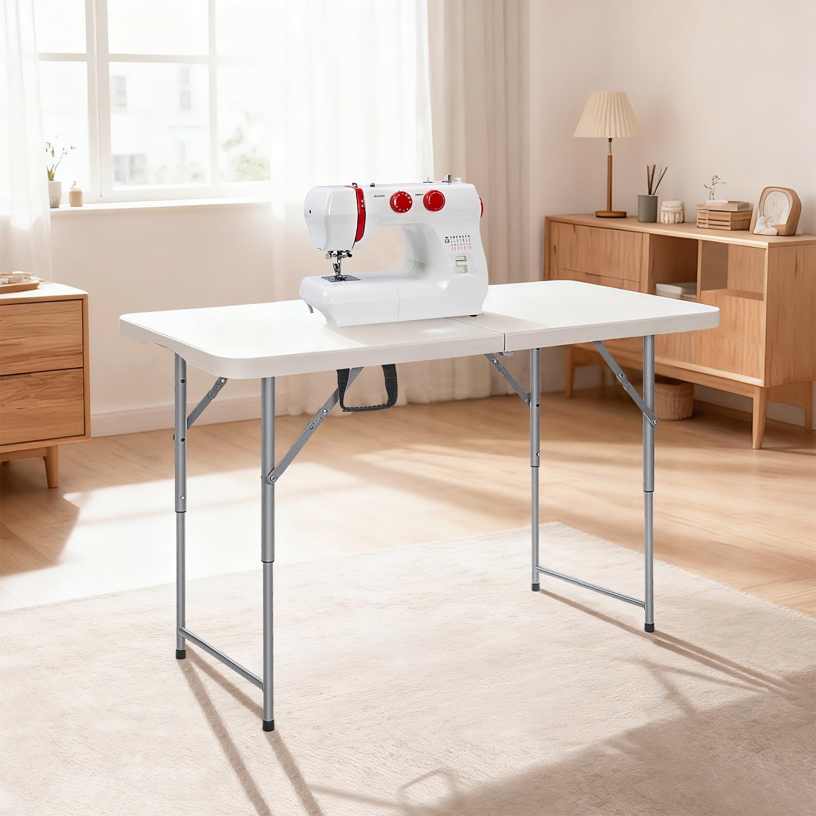 Portable 4ft Folding Table - Heavy Duty, Adjustable Height, Indoor/Outdoor Use,7