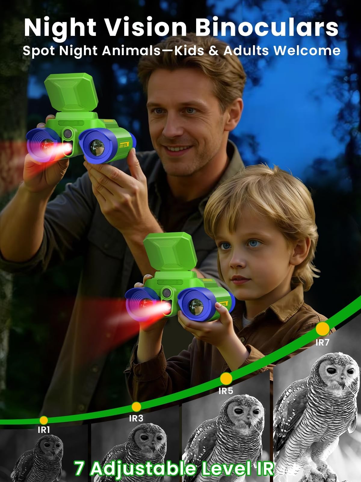 Kids Binoculars with Night Vision & Camera, 10X Zoom Telescope for Ages 3 10+5