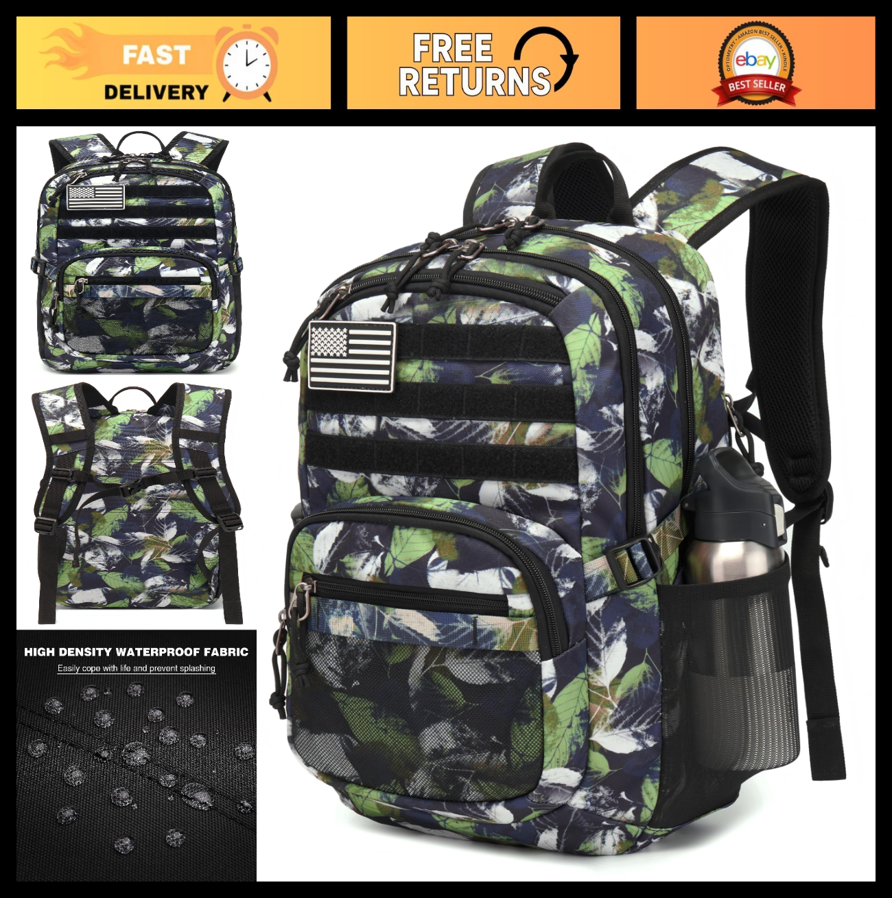 Tactical Military Backpack 30L, Molle Assault Pack for Outdoor Adventures, Green0