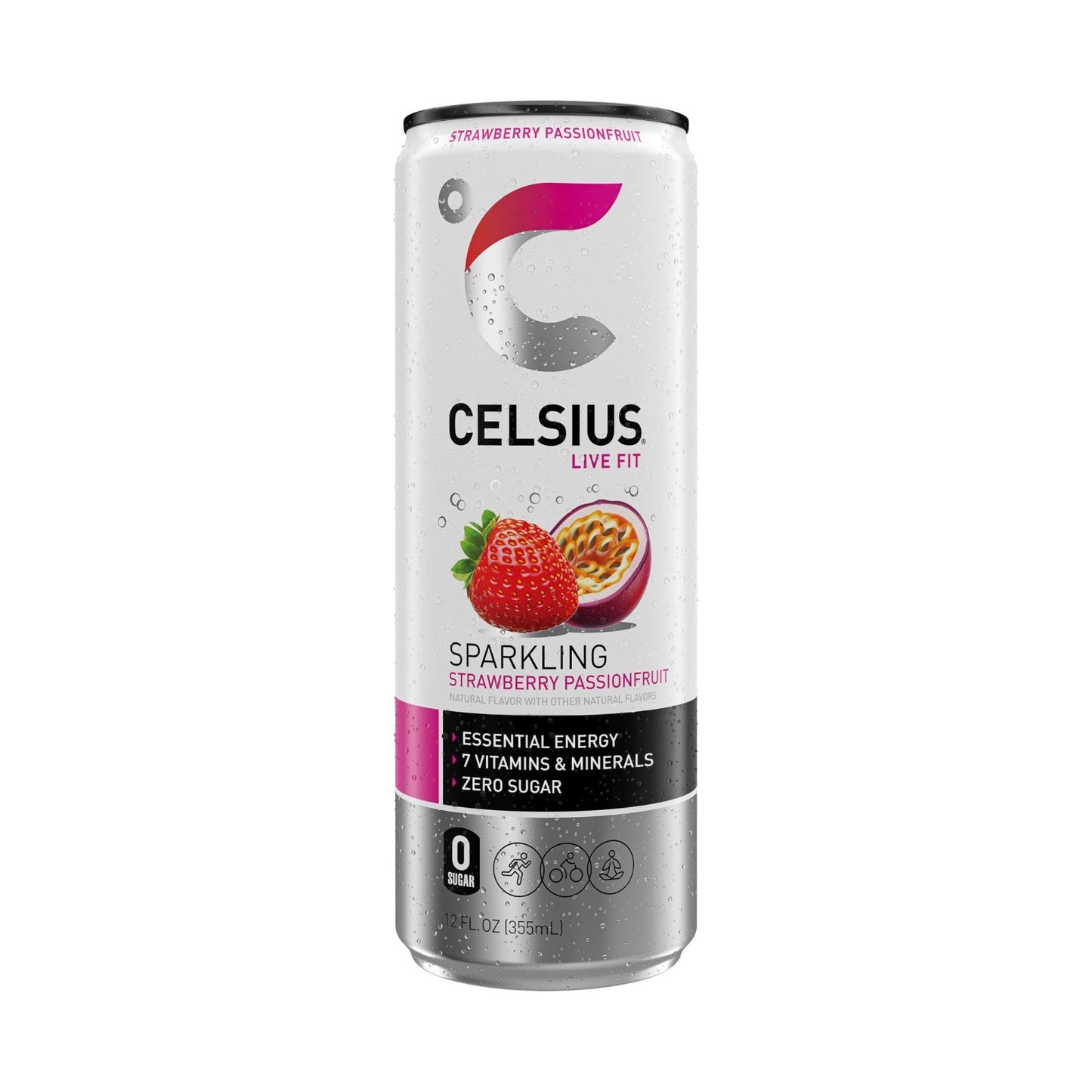 Sugar Free Energy Drink   Sparkling Strawberry Passionfruit, 12 Fl Oz, Pack of 14