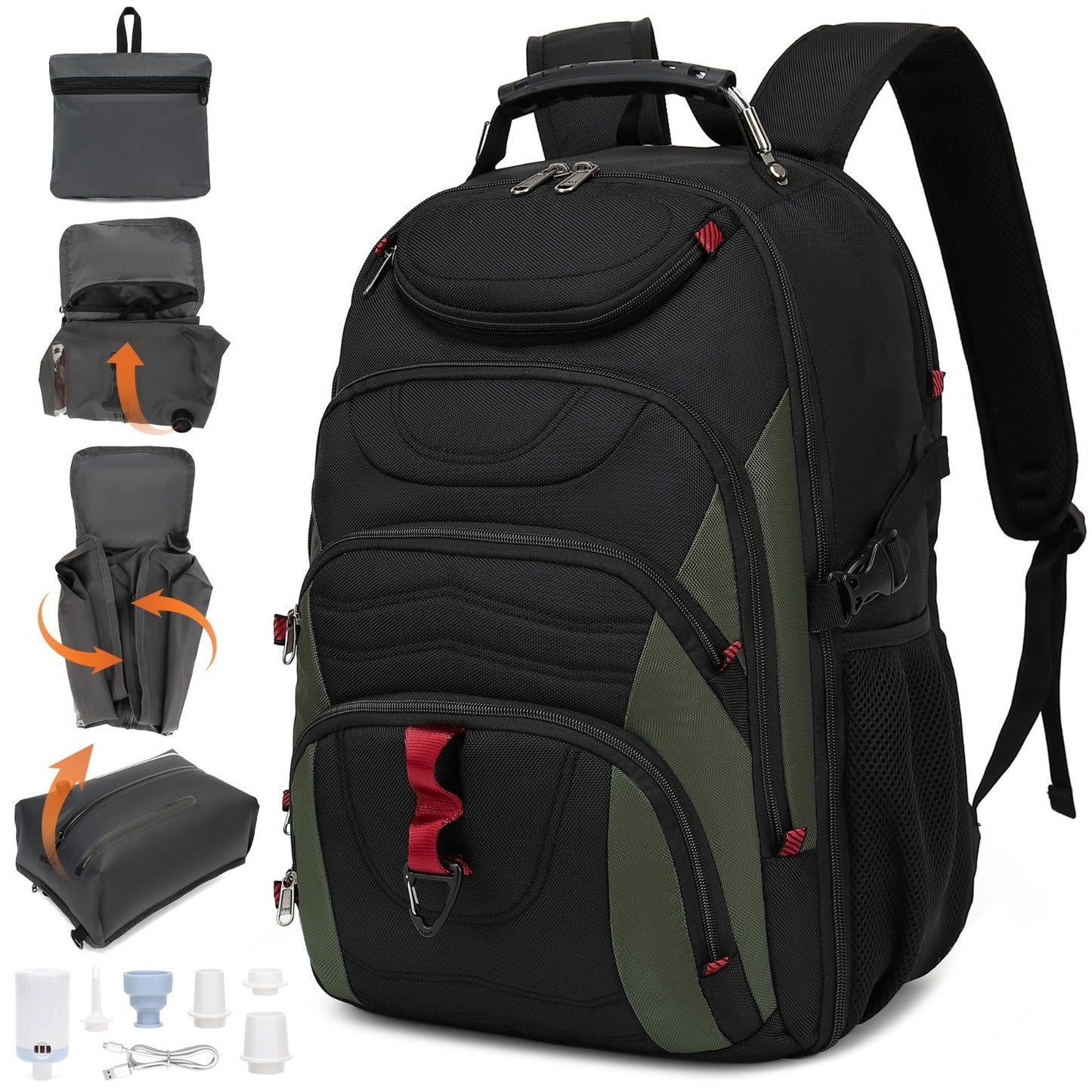 Large 55L Vacuum Seal Backpack for Travel with Detachable Compression Bag, Water1