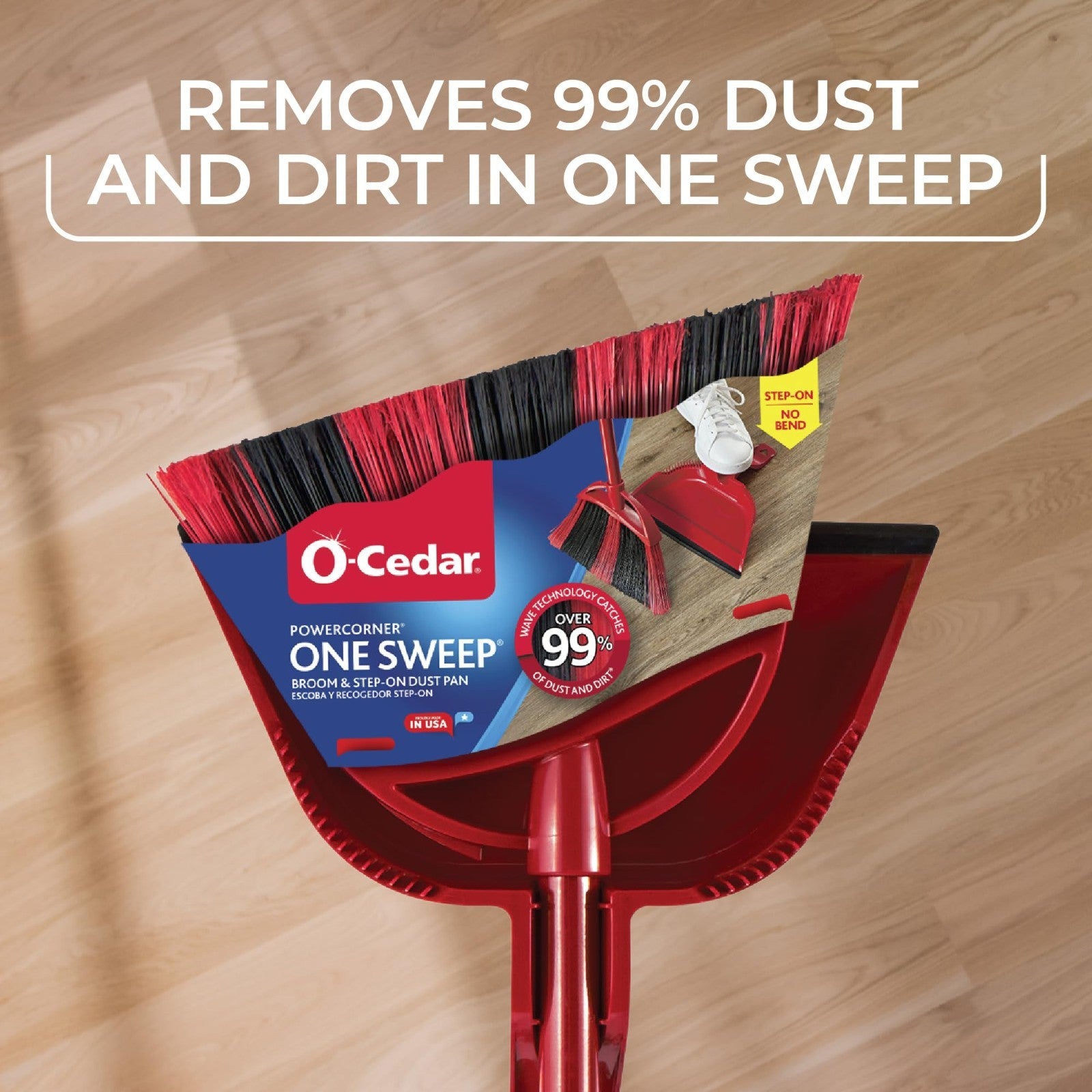 Sweep Broom & Step-On Dustpan Set | Wave Bristles for 99% Dirt Removal | Lightwe4