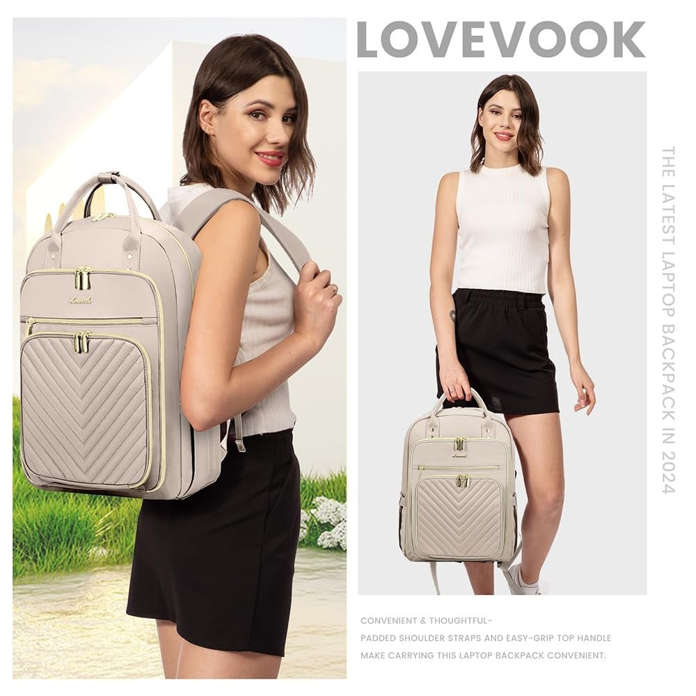Stylish Water Resistant Laptop Backpack for Women, USB Charging, Travel Work Bag6