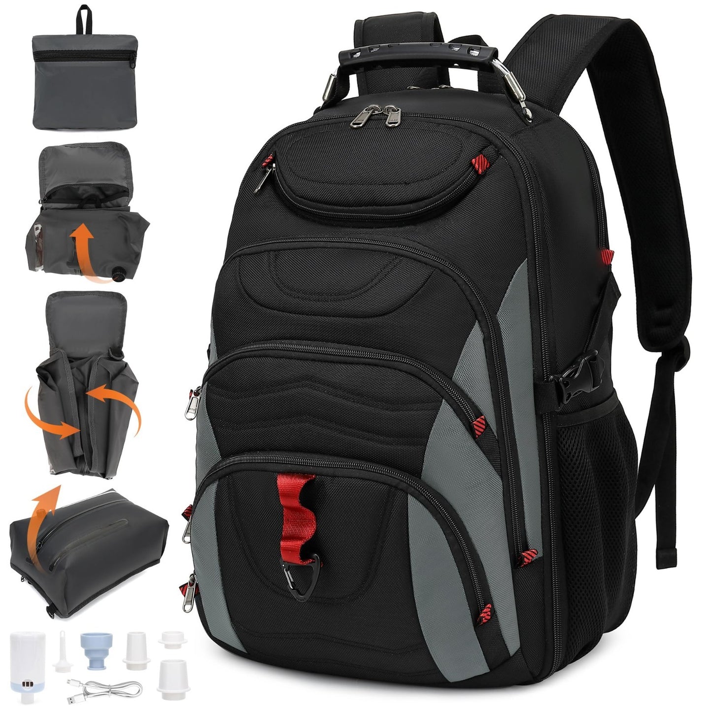 Large 55L Vacuum Seal Travel Backpack with Detachable Compression Bag, Waterproo1