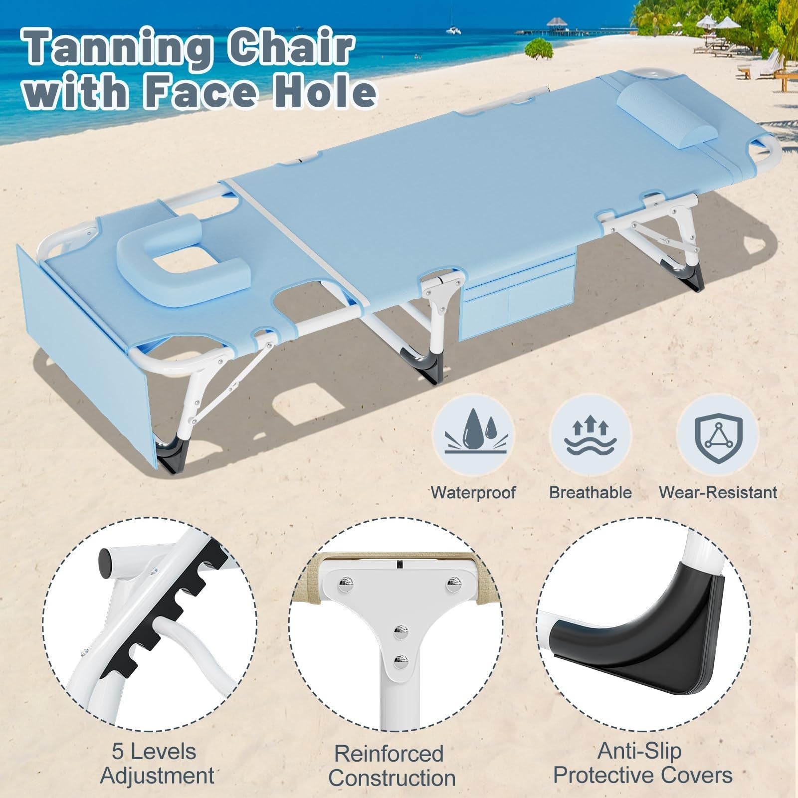 Folding Camping Cot for Adults with Adjustable Backrest & Padded Cushion   5 Pos4