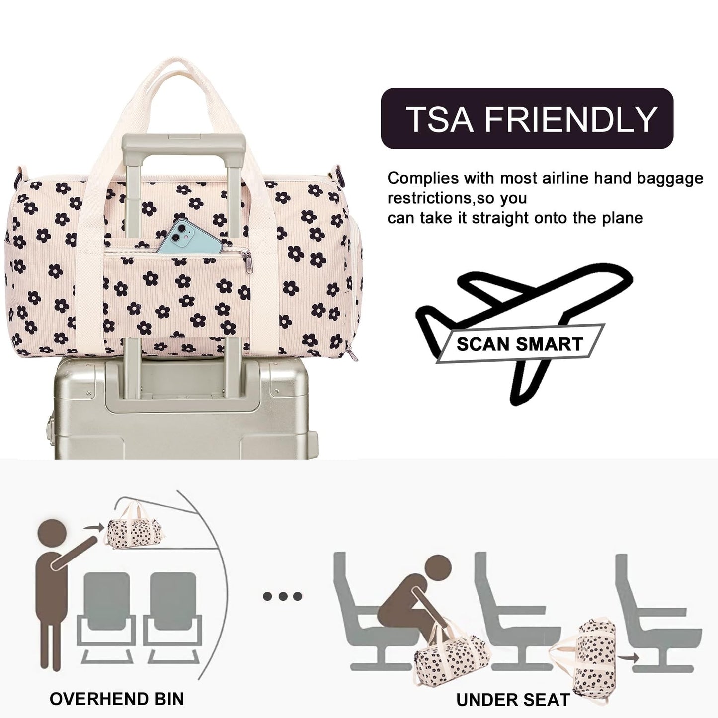 Cute Girls Duffle Bag with Shoes Compartment & Wet Separation - Waterproof Gym &2